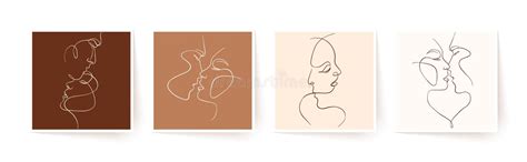 One Line Art Faces Couple Stock Illustrations 210 One Line Art Faces