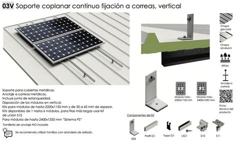 Estructura Soporte Placas Solares para Cubierta Metálica 03V