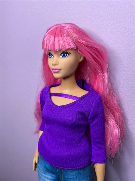 Curvy Barbie Pink Hair Stretch Jeans And Purple Top Basic 5 Etsy