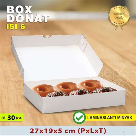 Jual Dus Donat Box Donat Kotak Donat PUTIH Isi 6 30 Pcs Di