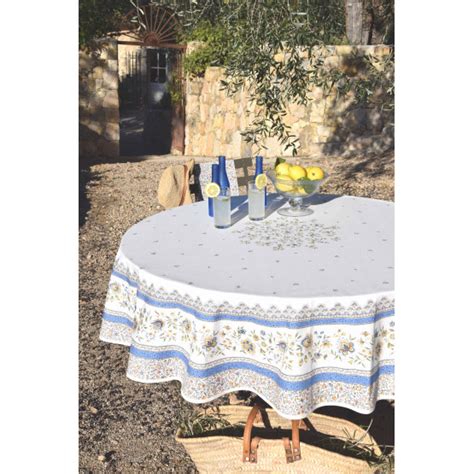 Nappe Ronde M Coton Enduit Plastifi Beaucaire Cru Bleu