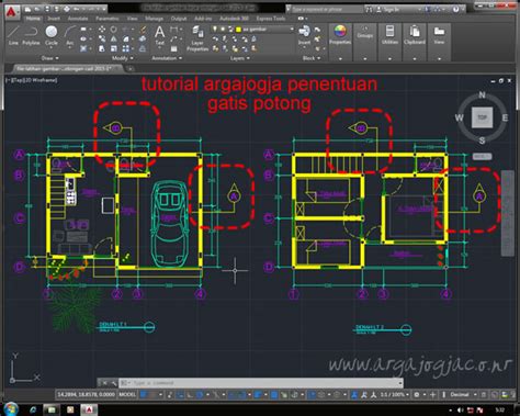 Video Tutorial AutoCAD 2015 Membuat Gambar Potongan Rumah 2 Lantai