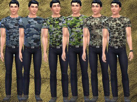 The Sims Resource Mens Camouflage T Shirts Base Game Recolor