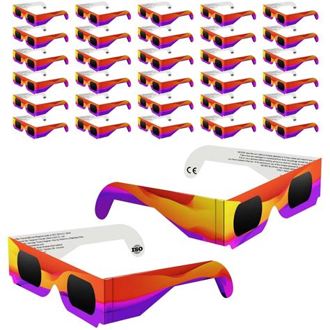 30 Pack Solar Eclipse Glasses 2024 Ce And Iso 12312 2 Certified Recognized Paper Eclipse Glasses