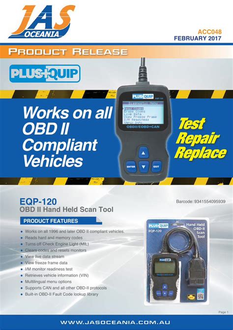 Pdf Works On All Obd Ii Test Compliant Repair Vehicles Replace