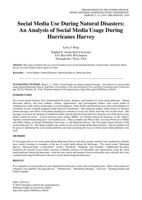 Pdf Social Media Use During Natural Disasters An Analysis Of Social Media Usage During