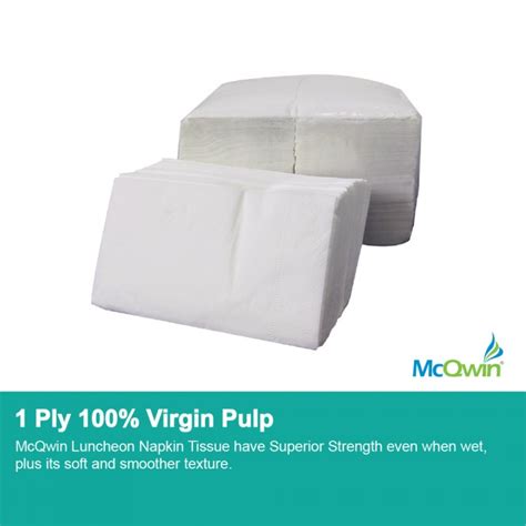 1 Ply Luncheon Napkin Plain White Virgin Pulp 300mm X 300mm X