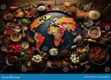 Explore The World Through Delectable Culinary Diversity Stock