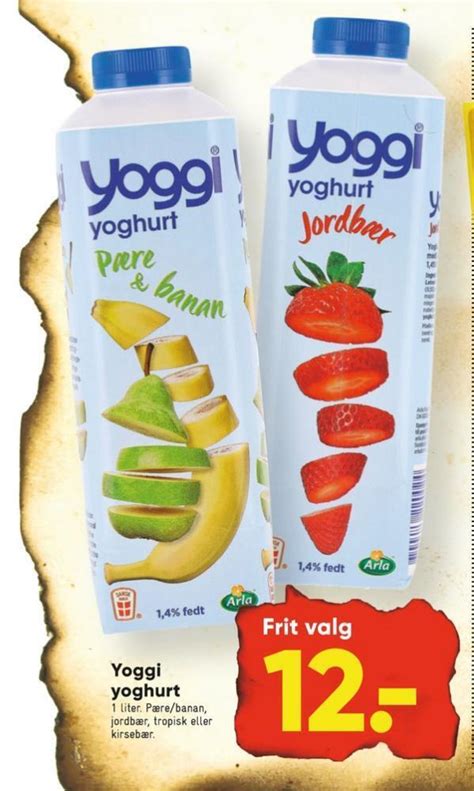 Yoggi yoghurt pære banan tilbud hos Bilka