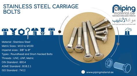 Stainless steel carriage bolts | 304/316 SS coach bolts suppliers UAE