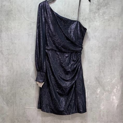 Night Way Collections Dresses Nightway Navy Metallic Onesleeve