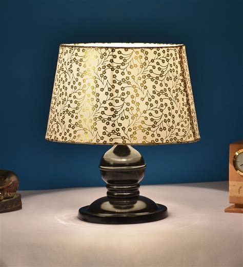 Buy Beige Gold Shade Table Lamp With Metal Base By Foziq At Off