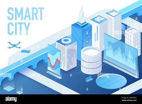 Isometric Model Of Modern Smart City With Data Centers Servers And