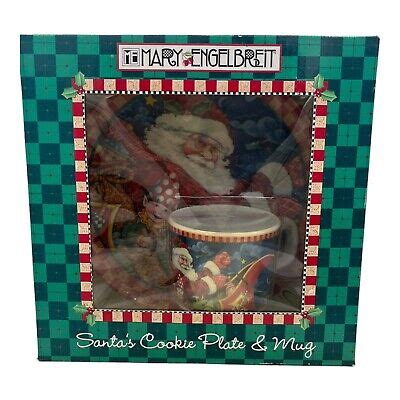 Mary Engelbreit Santa S Cookie Plate Mug Set New In Box Ebay