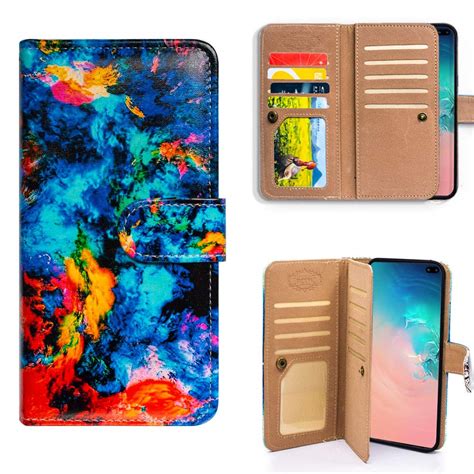 Bcov Galaxy S Plus Case Colorful Mixed Painting Multifunction Wallet