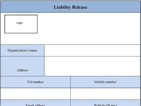 Liability Release Form Editable PDF Forms