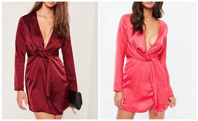 Missguided Silky Plunge Wrap Shift Mini Dress M Ebay