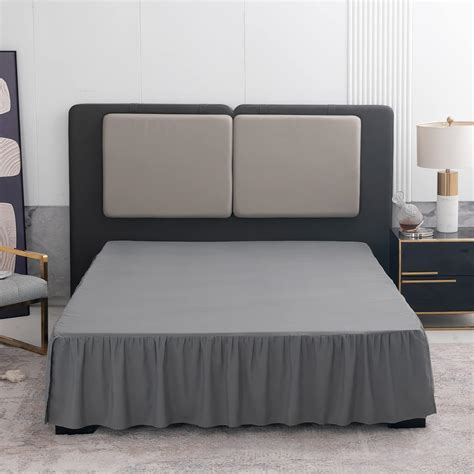 Grey Bed Skirt Queen Size Ruffled Bed Skirt With Split