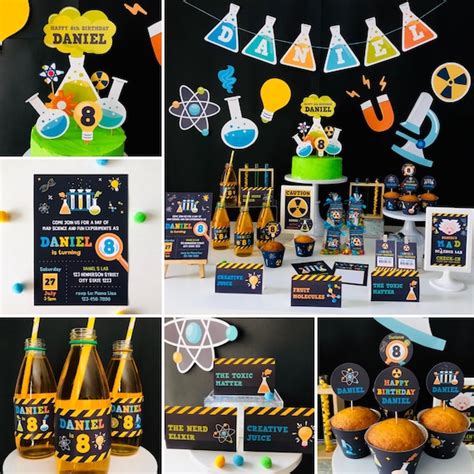 Mad Science Party Decorations Editable Printable Kit Scientist Birthday Party Decorations