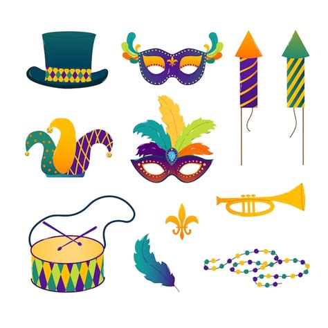 Premium Vector Set Design Traditional Elements For Mardi Gras