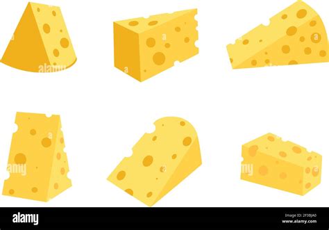 Cheese With Isolated On White Background Vector Flat Illustration A