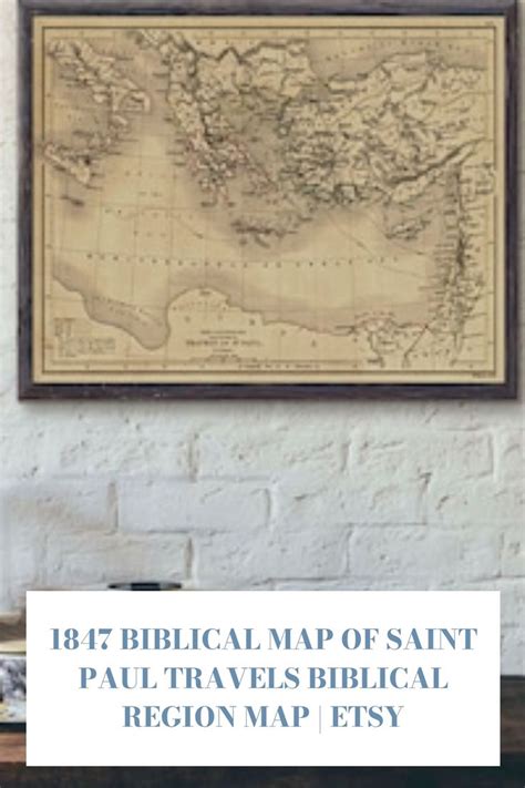 1847 Biblical Map Of Saint Paul Travels Biblical Region Map Rustic