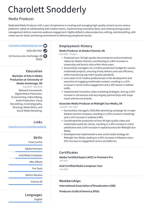 Media Producer Resume Examples And Templates ResumeCat