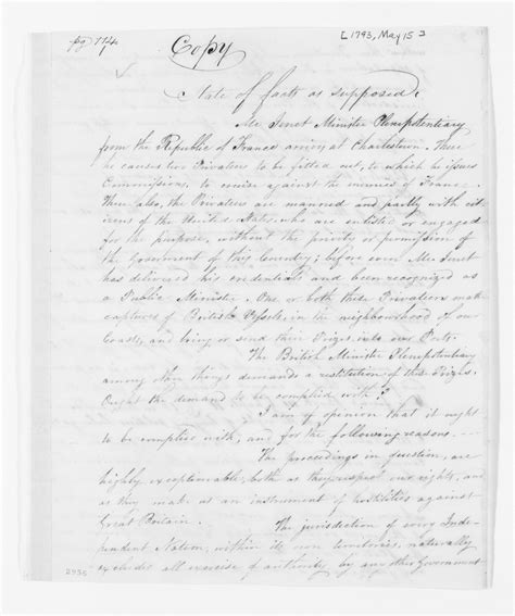 Alexander Hamilton Papers Speeches And Writings File 1778 1804 1793 [may 15] Opinion