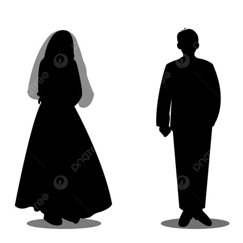 Gambar Siluet Pengantin Pria Dan Wanita Pernikahan Bayangan Hitam