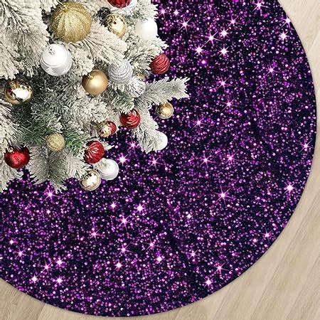 Amazon.com: Purple Halloween Tree Skirt 21 Inches Sequin Christmas Tree Skirt Cover Table Top ...