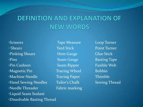 PPT - DEFINITION AND EXPLANATION OF NEW WORDS PowerPoint Presentation, free download - ID:2135017