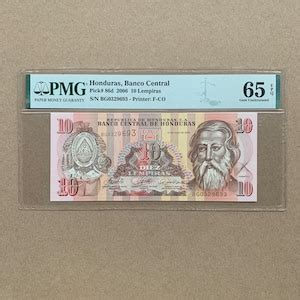 Pmg Certified Honduras Lempiras Note Honduran Currency World