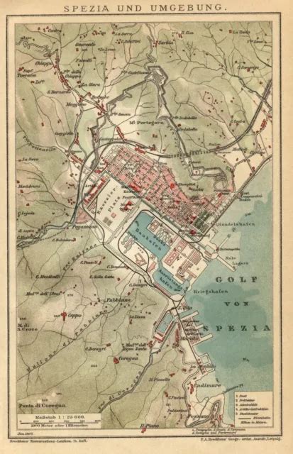 La Spezia Antica Mappa Topografica Old Map Eur