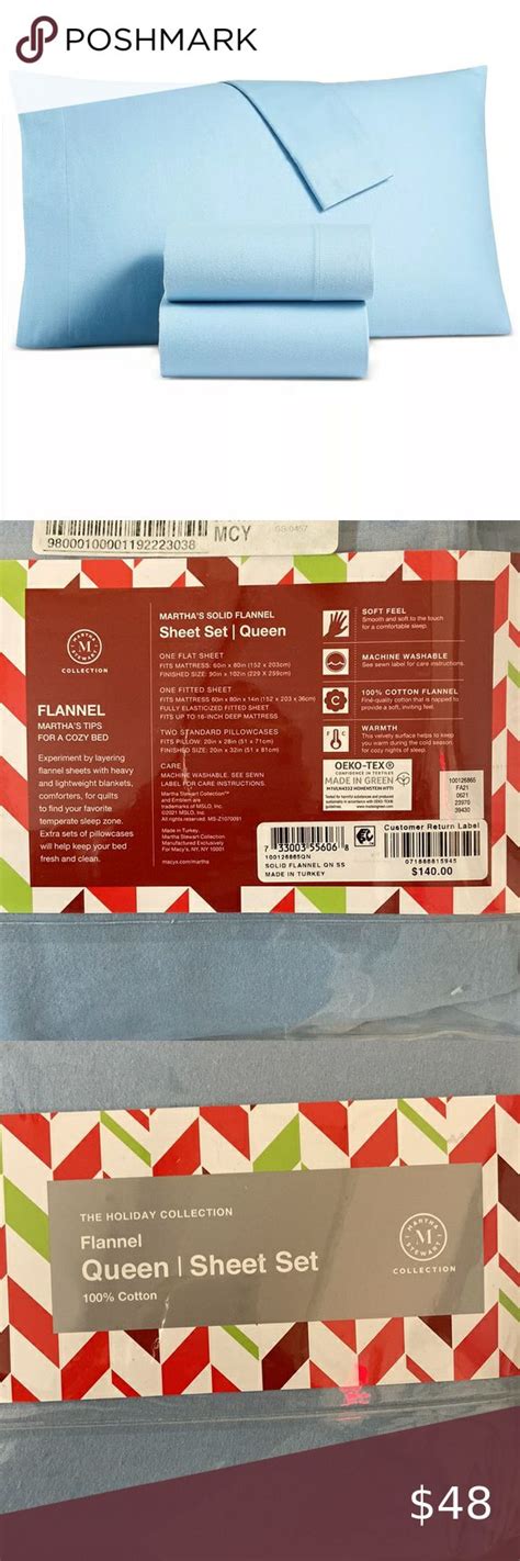 Martha Stewart Solid Cotton Flannel 4 Pc Sheet Set Queen Flannel Fits