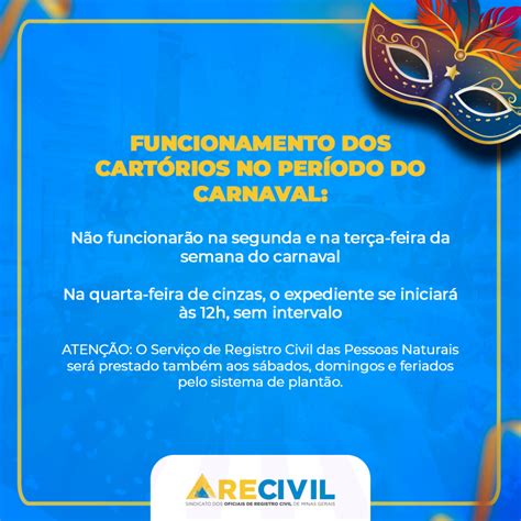 Confira o horário de funcionamento dos cartórios de RCPN no Carnaval