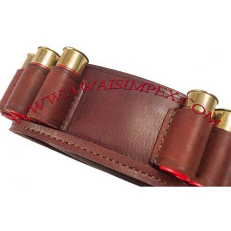 Cartridge Belt Genuine Leather Brown 12 Cal Art Ai 2302 Awais Impex