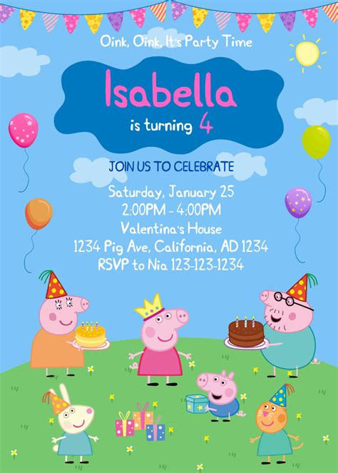 Peppa Pig Invitation Customizable Peppa Pig Kids Birthday Etsy Artofit