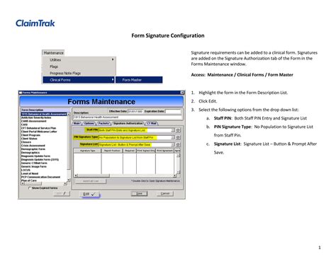 ClaimTrak Form Signature Configuration Page 1 Created With