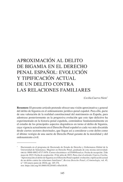 PDF Aproximación al delito de bigamia en el derecho penal español