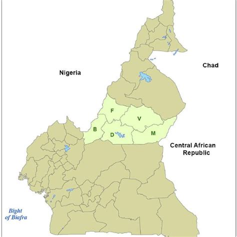 Political Map Of Cameroon Showing The Adamawa Region And The Five