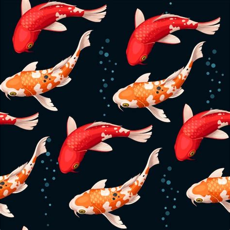 Premium Vector Vector Seamless Pattern With Koi Fish