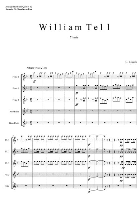 William Tell Overture Finale For Flute Quintet Choir Arr Antonio Di Giamberardino Sheet