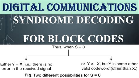 Syndrome Decoding For Linear Block Codes Youtube