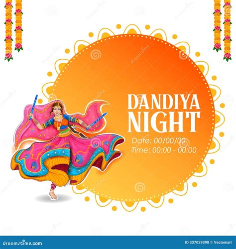 Dandiya And Garba Night Poster For Navratri Dussehra Festival Of India