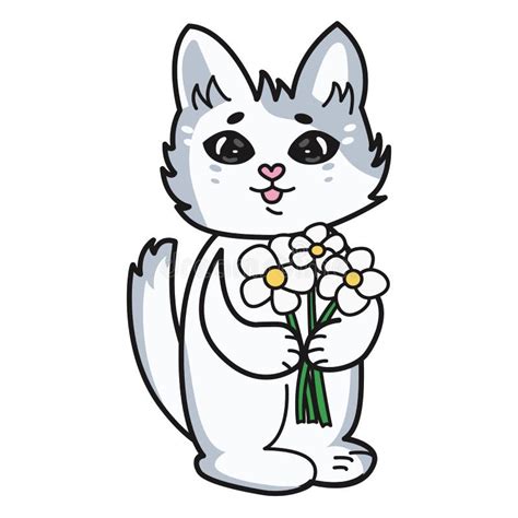 Cartoon Cat Holding Flowers Stock Illustrations 303 Cartoon Cat