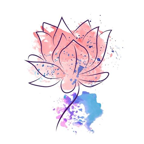 Premium Vector Logo Tattoo Design Silhouette Lotus In Line Art Style