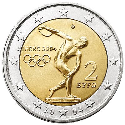 Moneda 2 Euros Juegos Olimpicos Grecia Billetes Y Monedas Mundiales