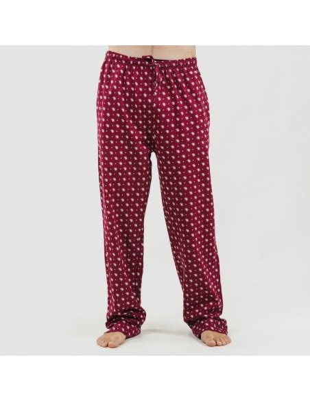 Pijama largo algodón hombre Cachemir burdeos Talla de Ropa M