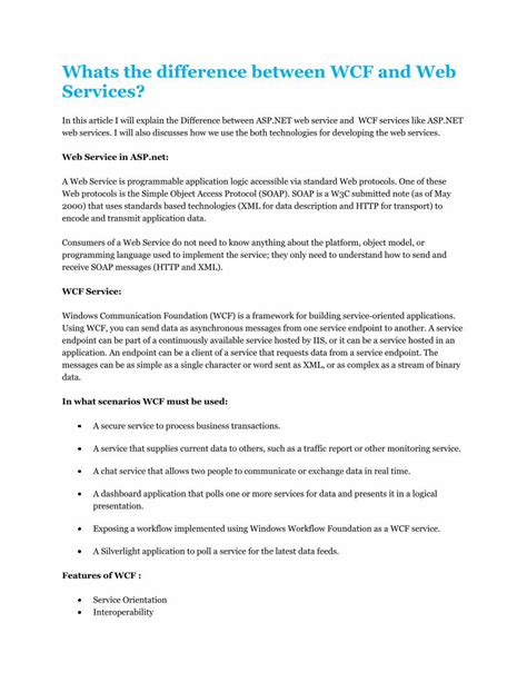 PDF Whats The Difference Between WCF And Web Services The Difference