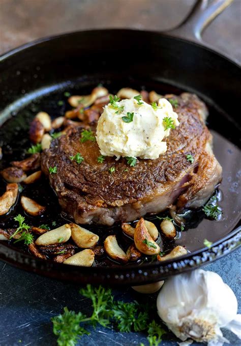 Cast Iron Ribeye Steak Garlic Butter Wonkywonderful